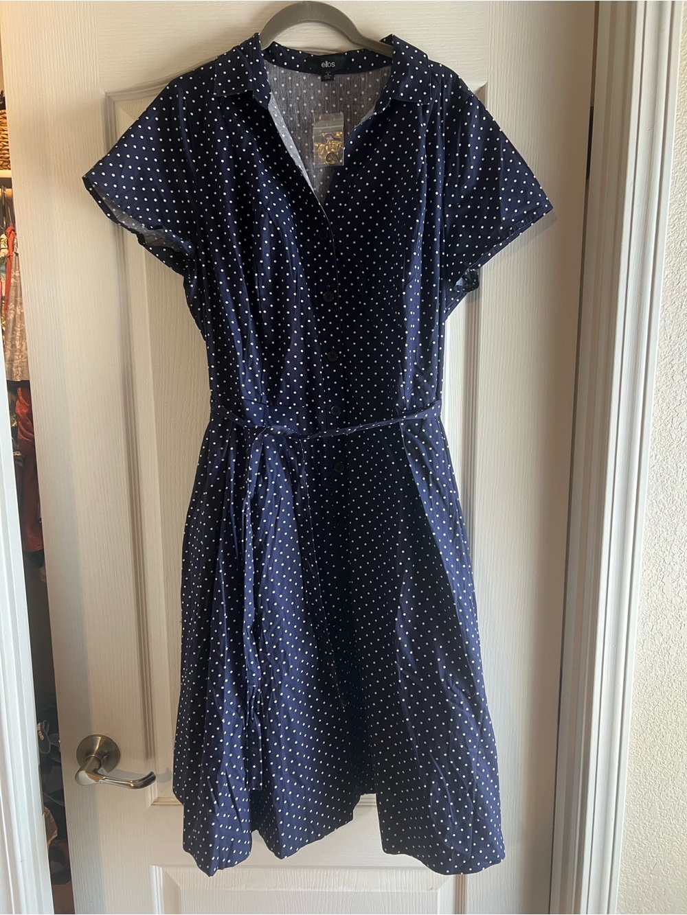 Polka dot Ellos  Navy and White Polka Dot Midi Dress